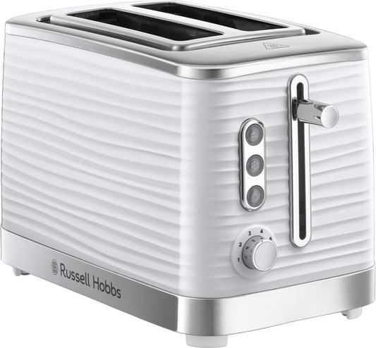 Russell Hobbs White Inspire High Gloss Plastic Two Slice Toaster