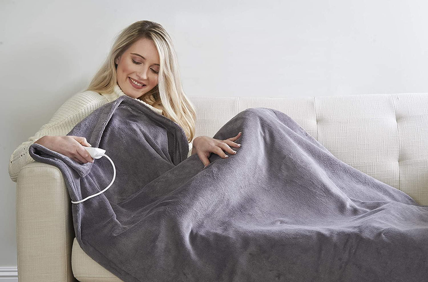 Dreamland Relaxwell Intelliheat+ Luxury Grey Heated Electric Throw