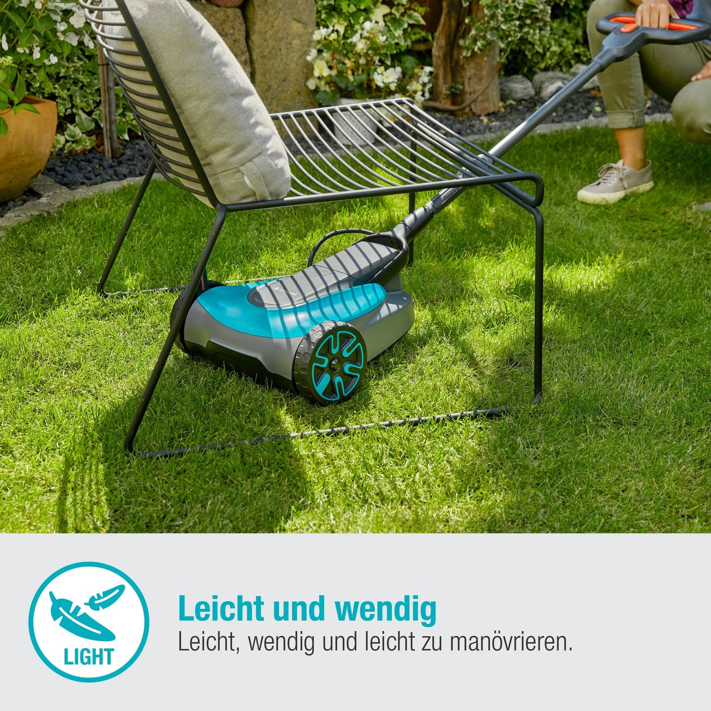 Gardena Battery Lawnmower without battery: Manual lawnmower