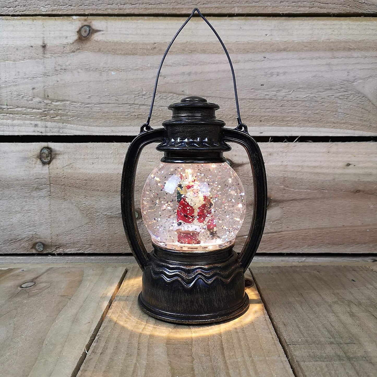 SnowTime 20cm Water Spinner Lantern With Santa