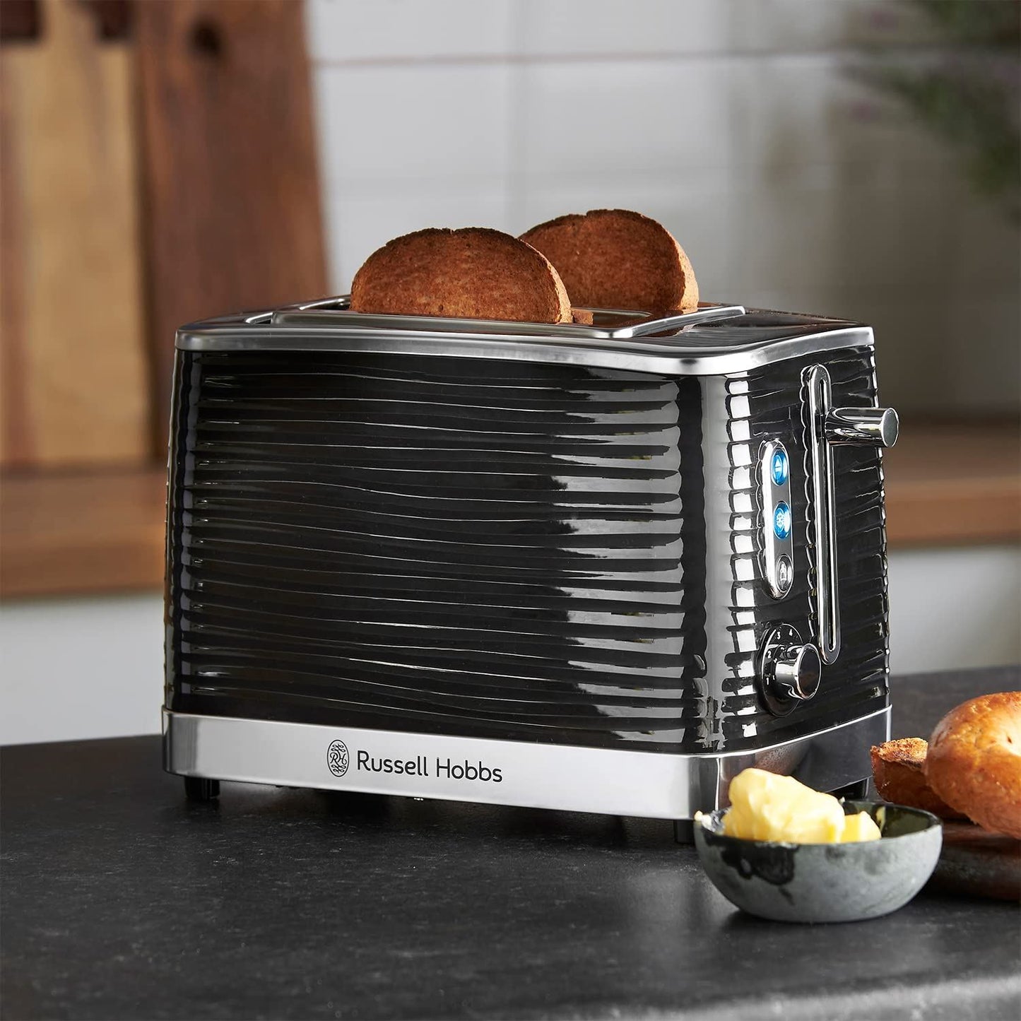 Russell Hobbs Inspire High Gloss Two Slice Toaster Black