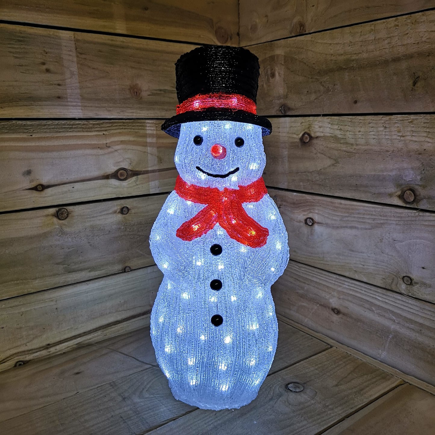 SnowTime 52.5cm Light Up Acrylic Snowman in Top Hat