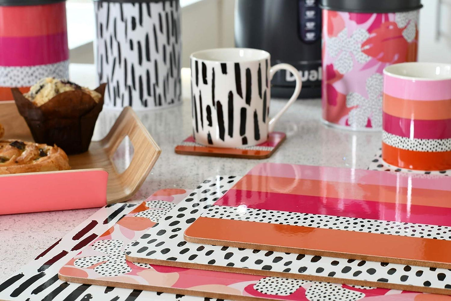 Navigate Tribal Fusion Black & White Spot Placemats - Set of 4