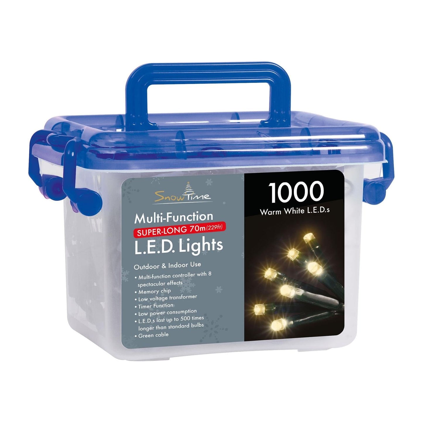 SnowTime 1000 Warm White Christmas LED Lights with Timer