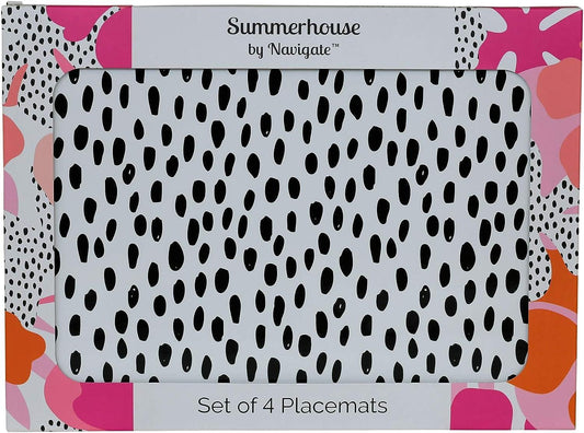 Navigate Tribal Fusion Black & White Spot Placemats - Set of 4