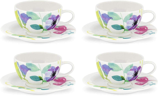 Portmeirion Set of 4 Water Garden Breakfast Cup & Saucer
