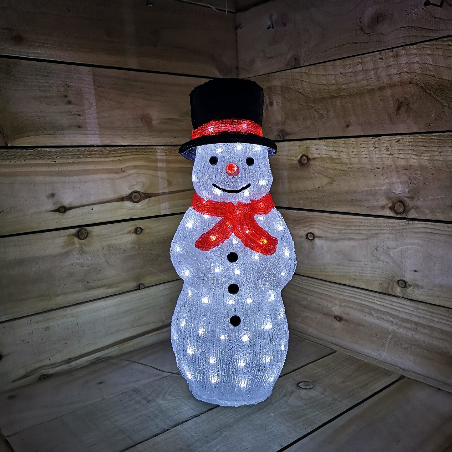SnowTime 52.5cm Light Up Acrylic Snowman in Top Hat