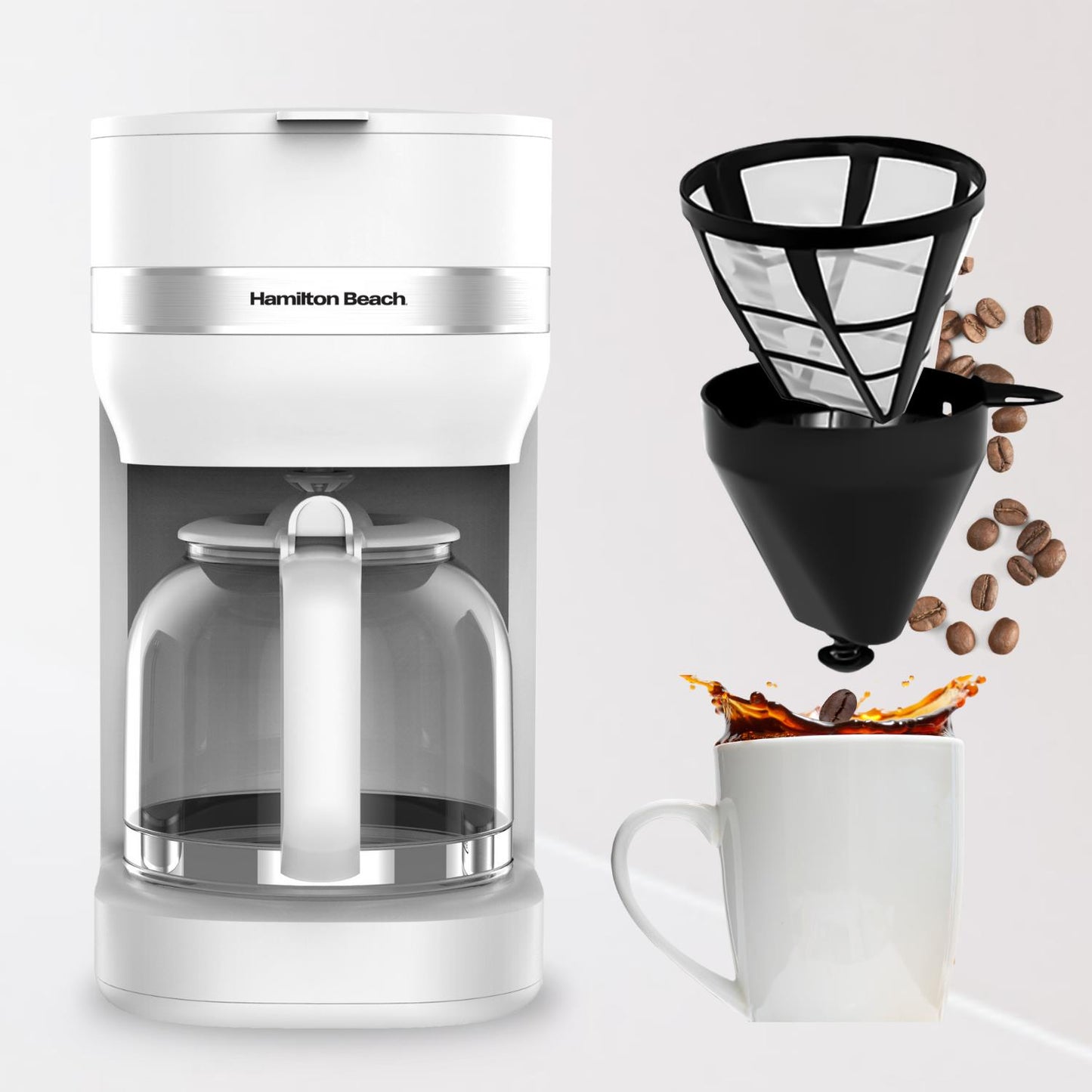 Hamilton Beach Ella 1.5L Matte White Filter Coffee Machine