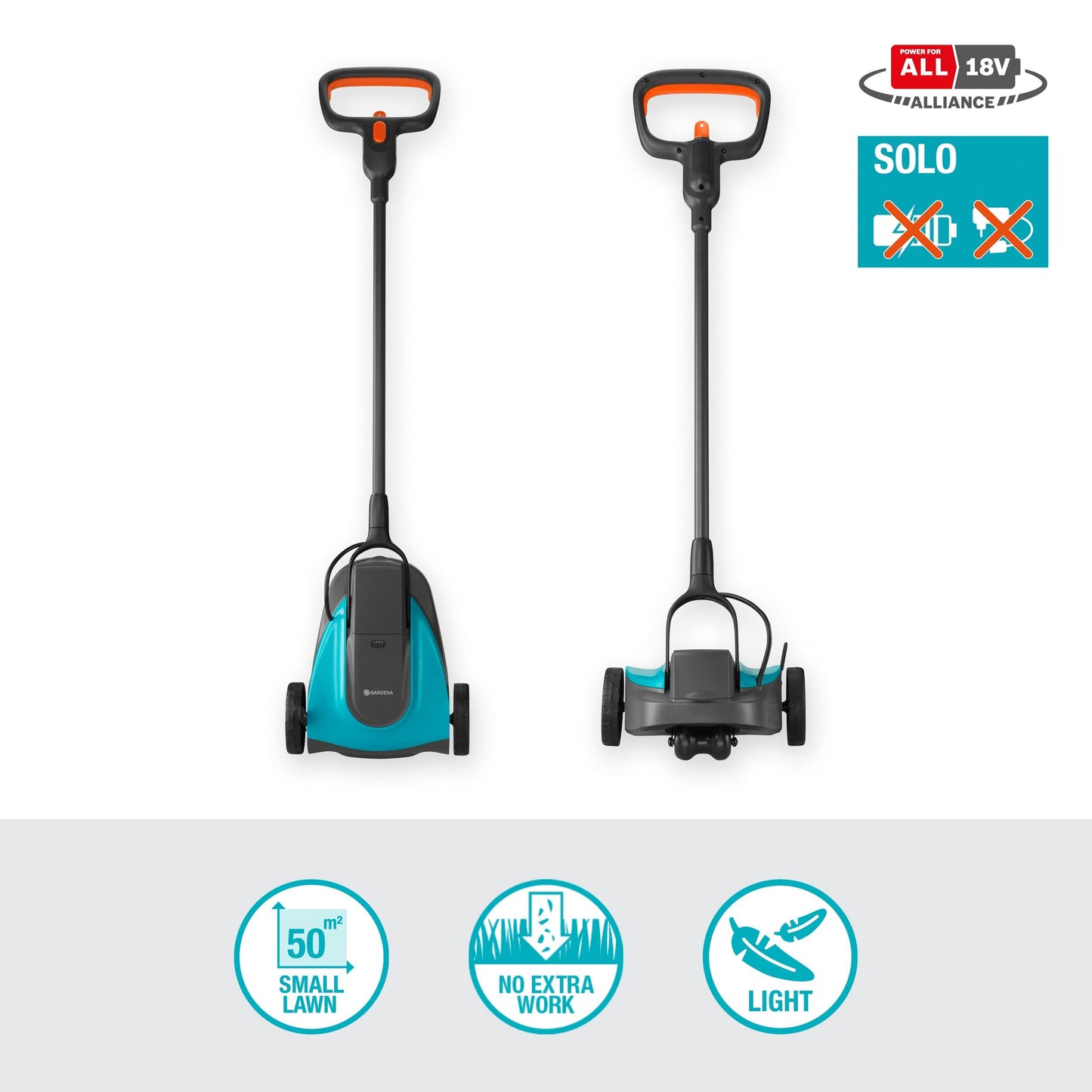 Gardena Battery Lawnmower without battery: Manual lawnmower