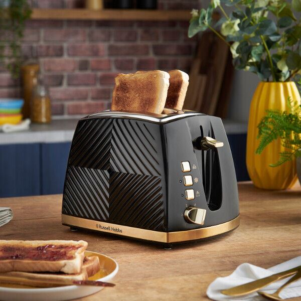 Russell Hobbs Groove 2-Slice Black Toaster