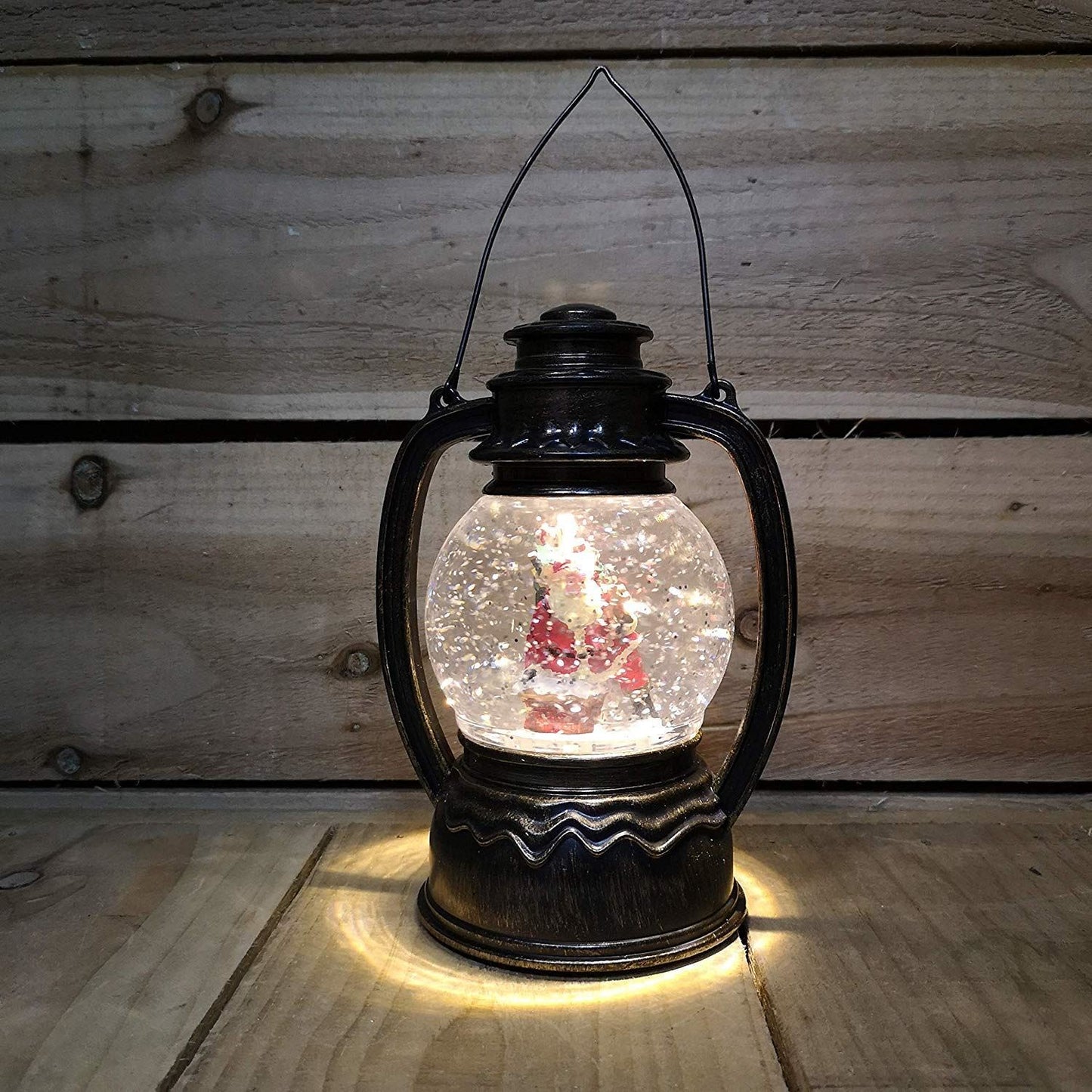 SnowTime 20cm Water Spinner Lantern With Santa