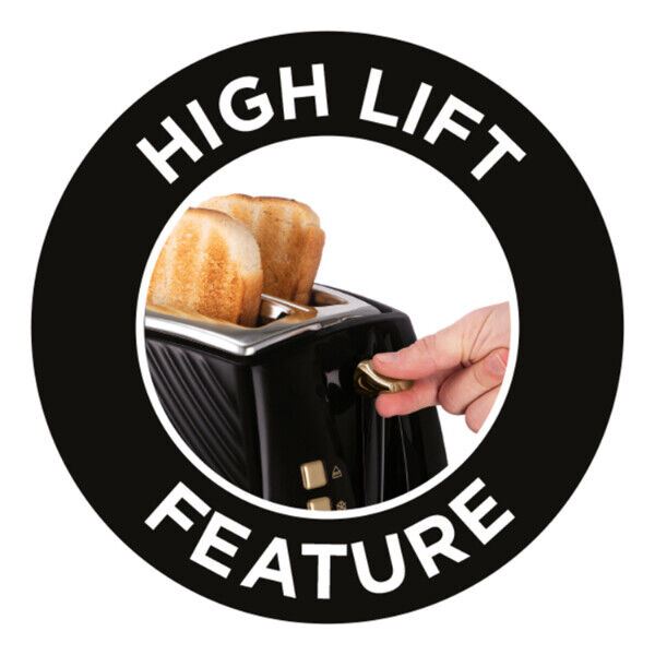 Russell Hobbs Groove 2-Slice Black Toaster