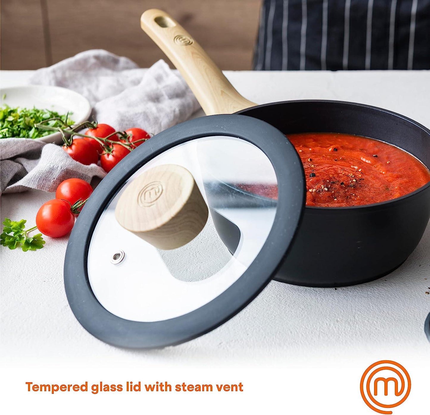 MasterChef 18cm Wood Look Sauce Pan