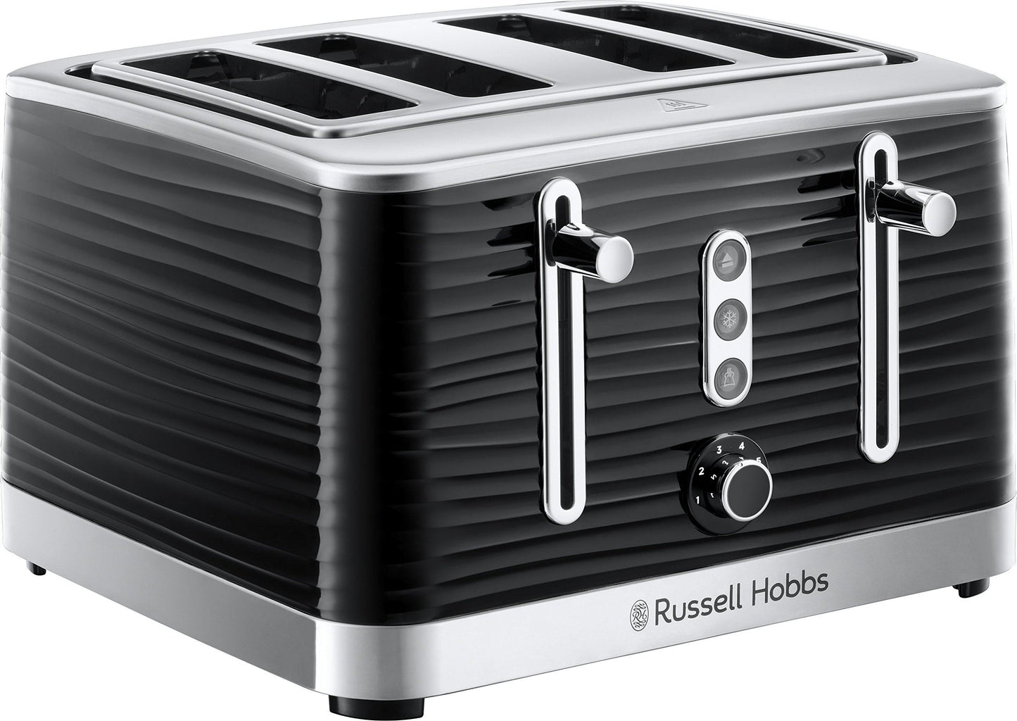 Russell Hobbs Inspire Black High Gloss Plastic Four Slice Toaster