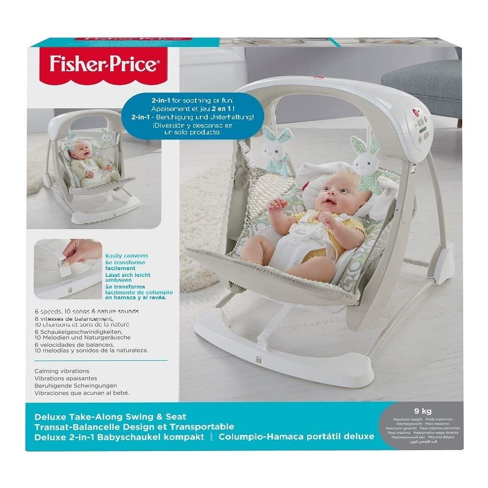Mattel Fisher-Price Deluxe 2-in-1 Beige Compact Baby Swing