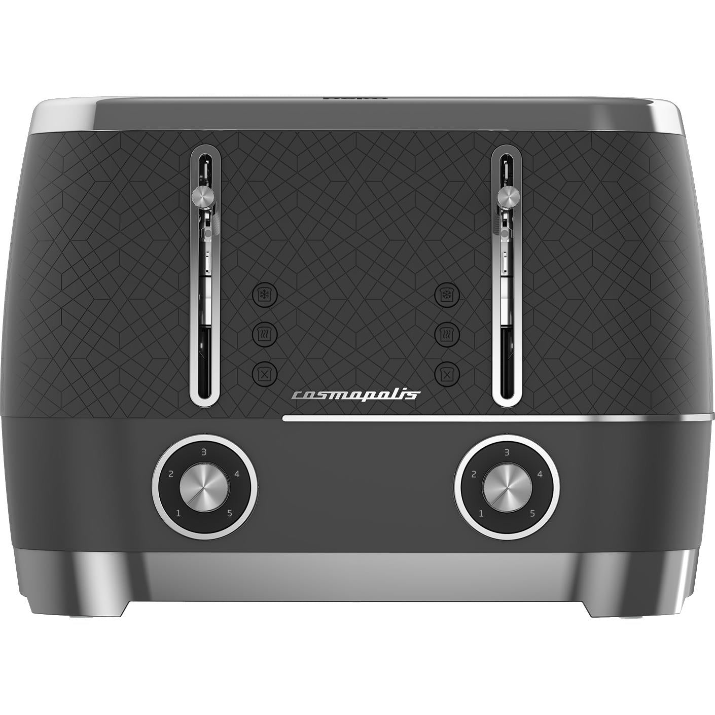 Beko Cosmopolis Retro Matte Granite Grey & Chrome 4 Slice Toaster
