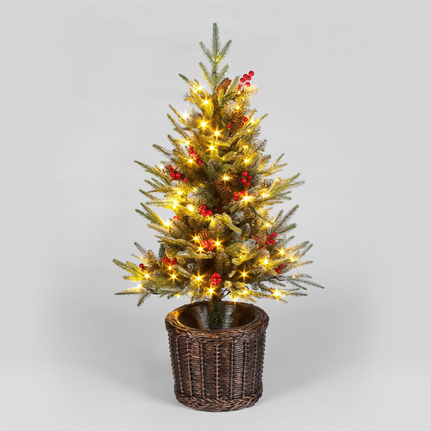 SnowTime 4ft Pre-Lit Ontario Christmas Tree in Basket w/ 100 LEDs