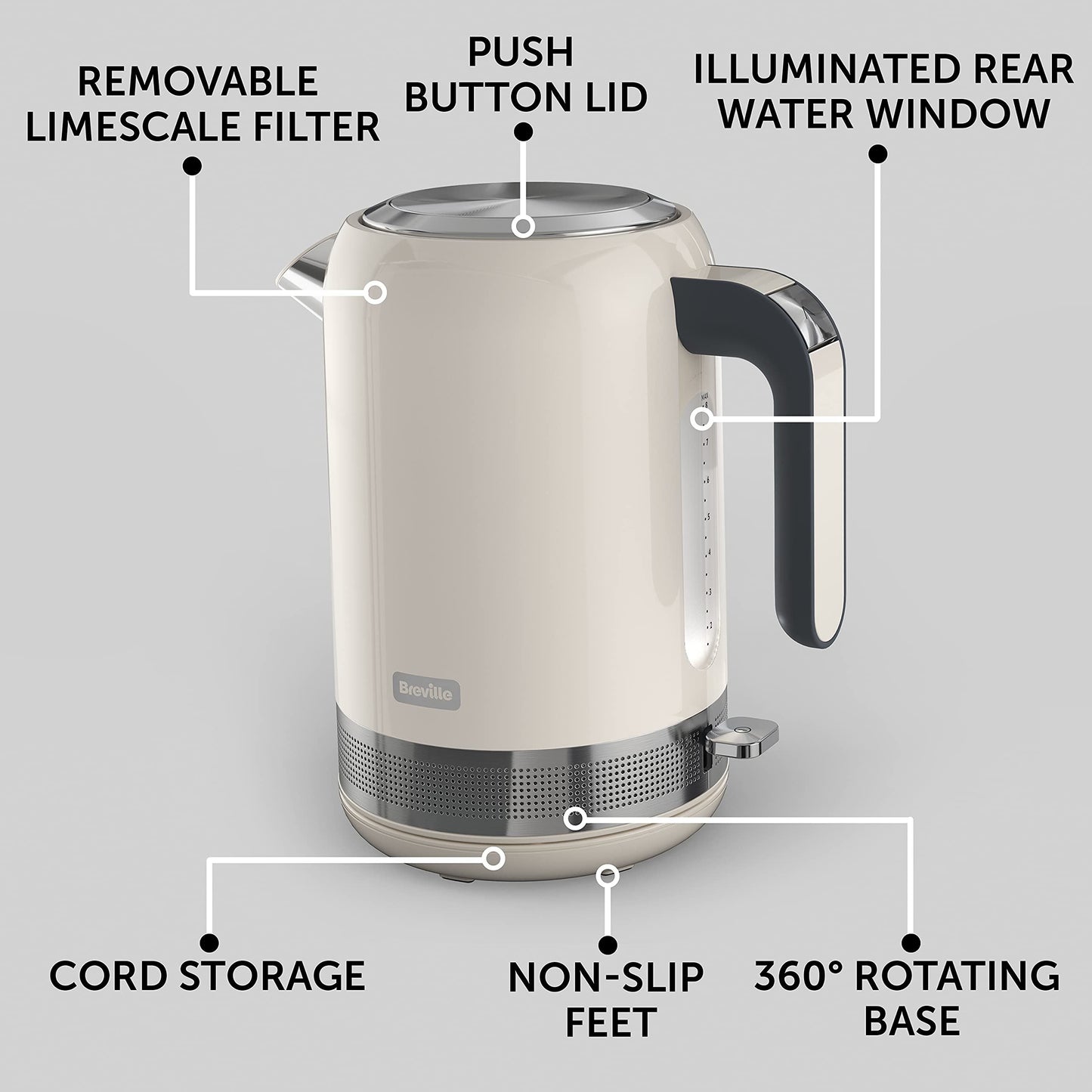Breville High Gloss Cream 1.7L Electric Kettle