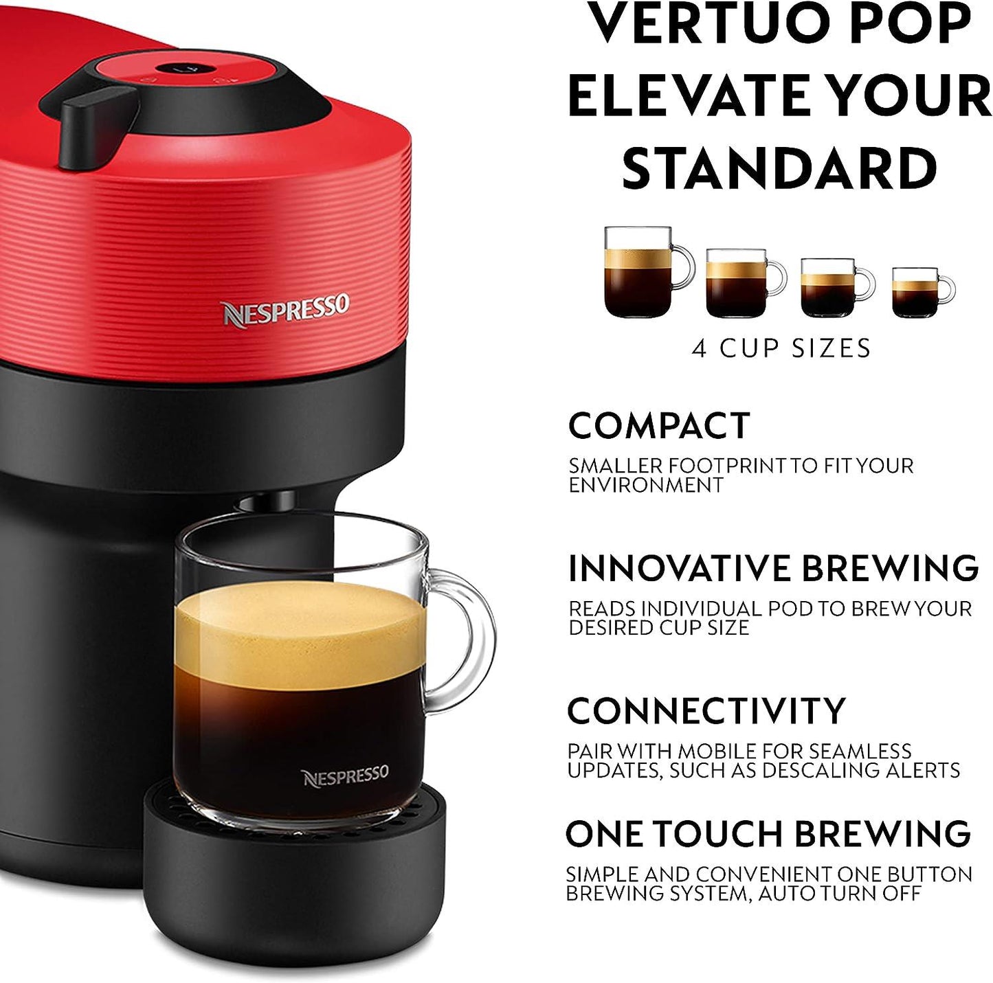 Nespresso Spicy Red Vertuo Pop Coffee Pod Machine by Krups