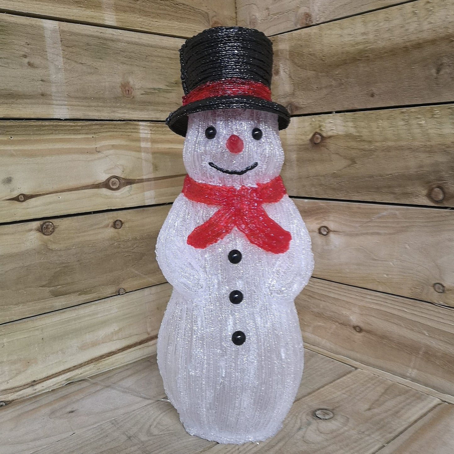 SnowTime 52.5cm Light Up Acrylic Snowman in Top Hat