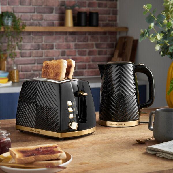 Russell Hobbs Groove 2-Slice Black Toaster