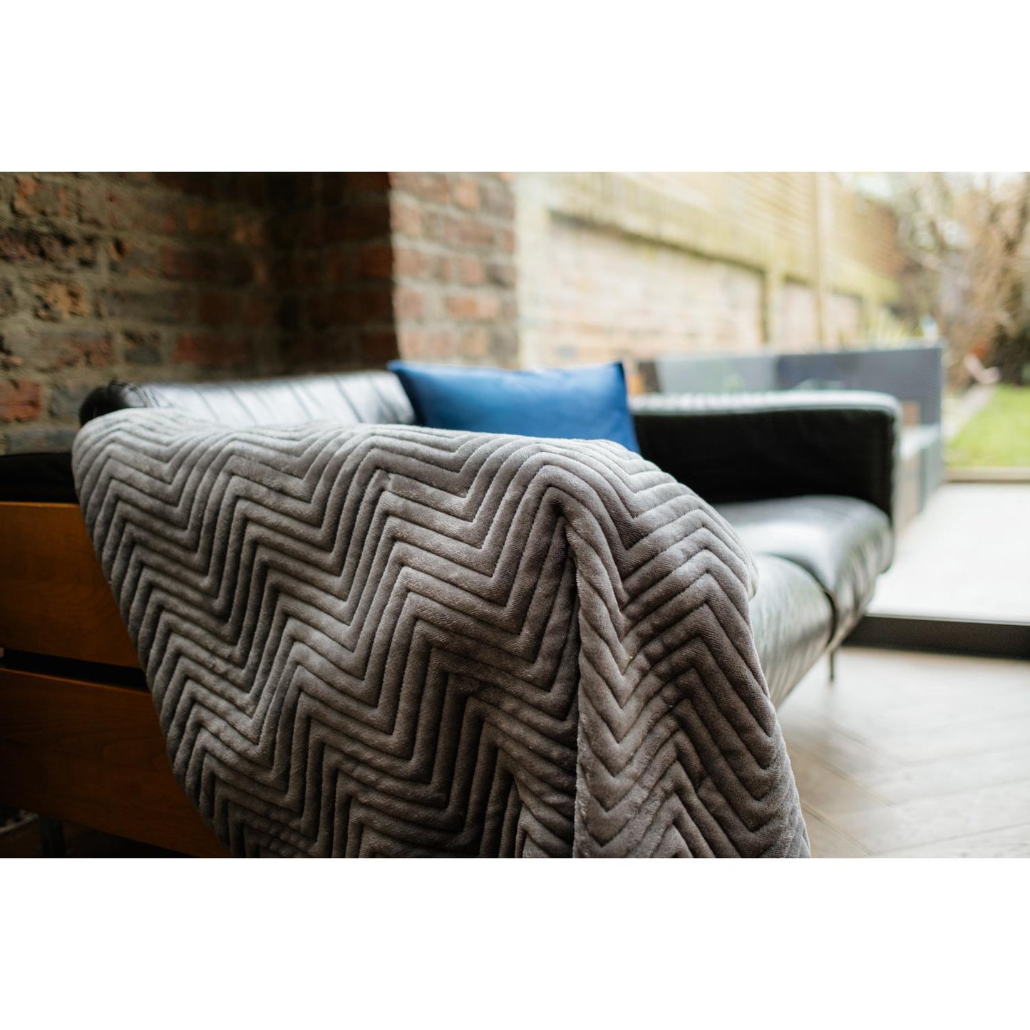 Dreamland Deluxe Velvet Herringbone Grey Heated Throw