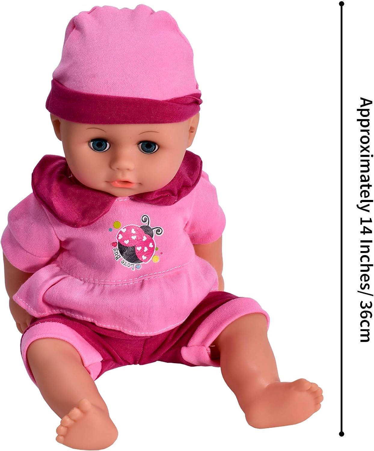 KandyToys Baby Doll Set with Stroller - Pink