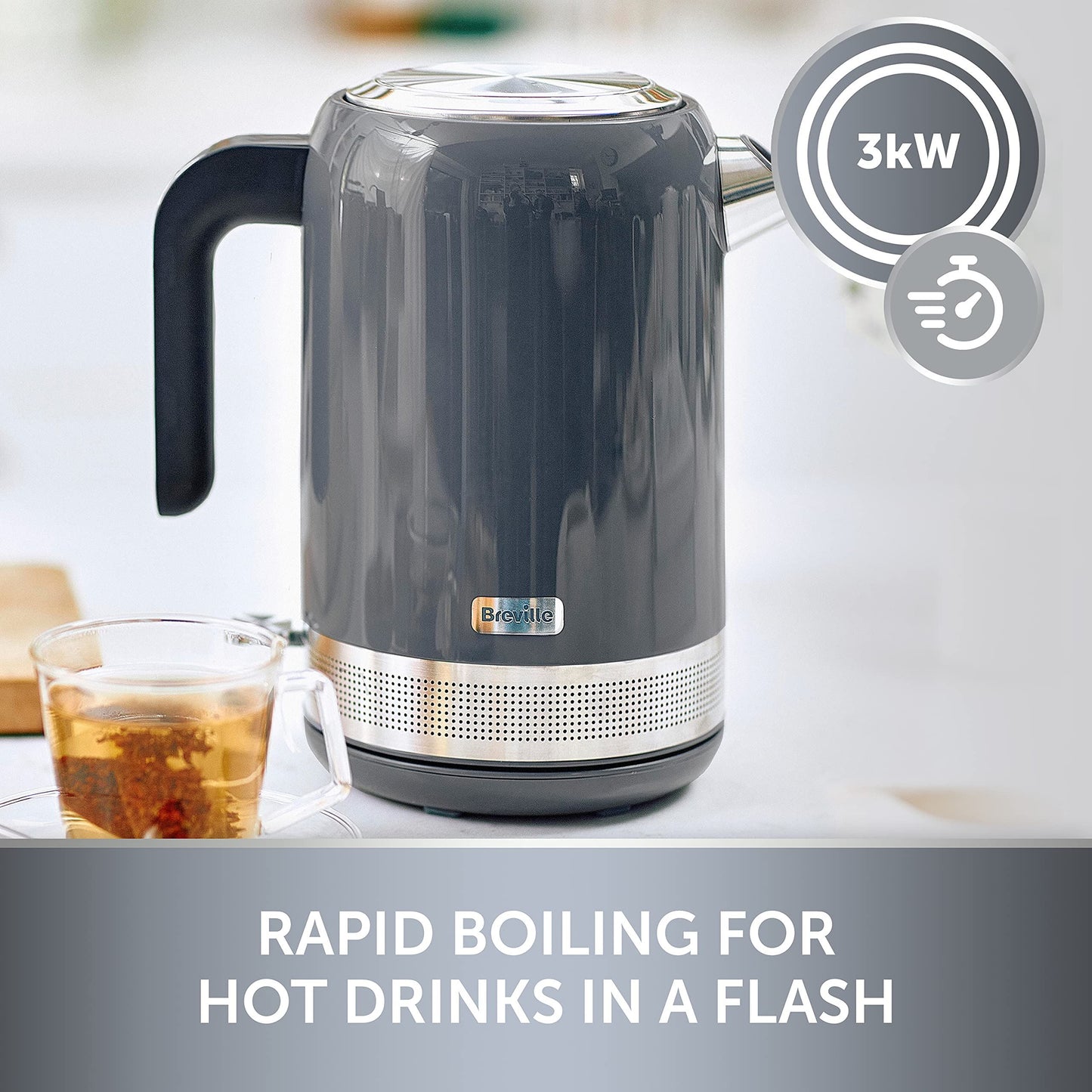 Breville High Gloss Grey 1.7L Electric Kettle