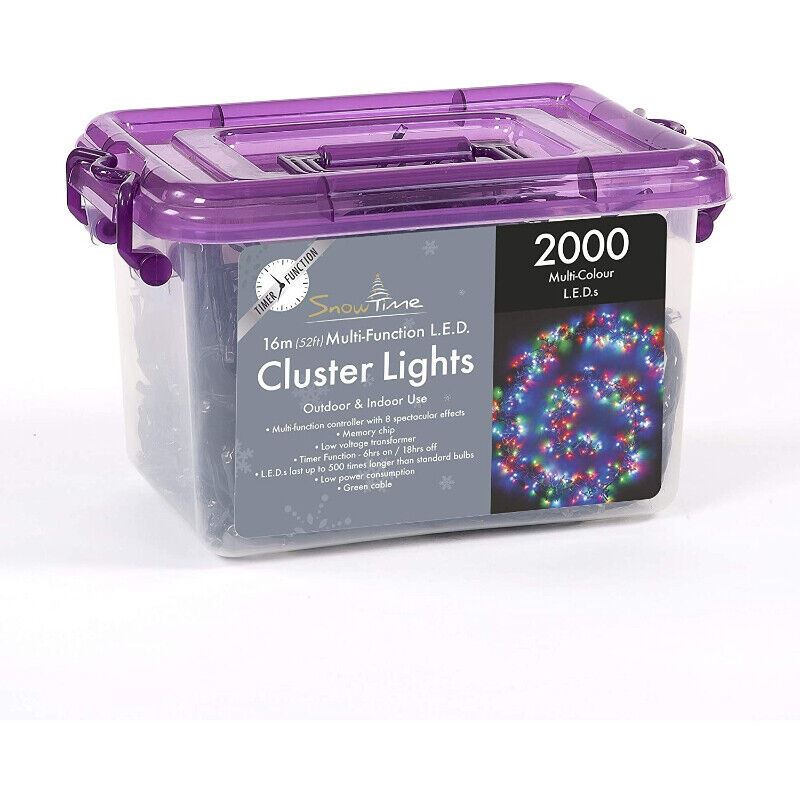 SnowTime 2000 Multi Coloured LED Cluster Lights with Timer