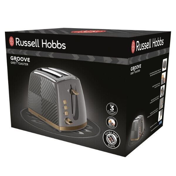 Russell Hobbs Groove 2-Slice Toaster Grey