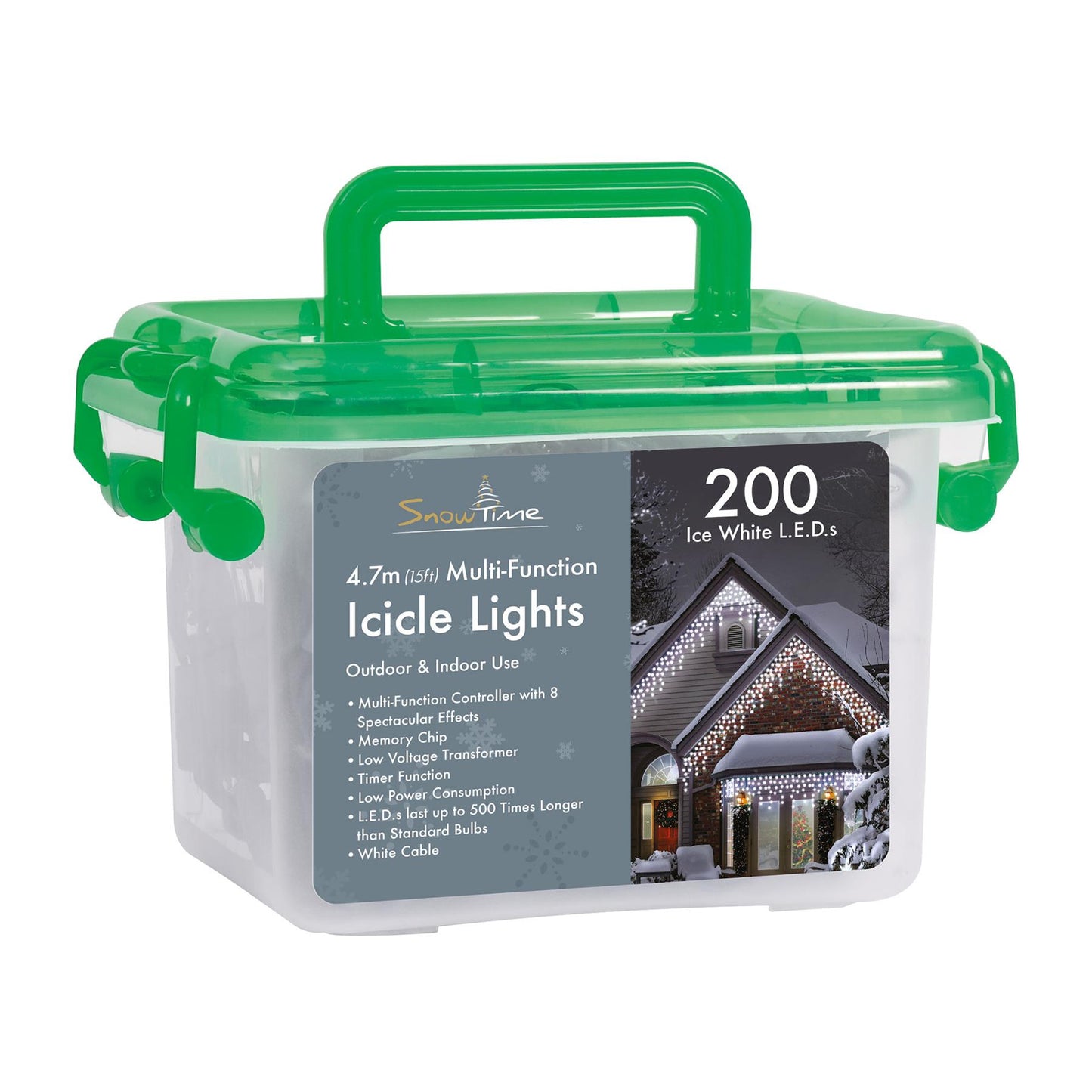 SnowTime 200 LED Icicle Lights Multi-Function with Timer