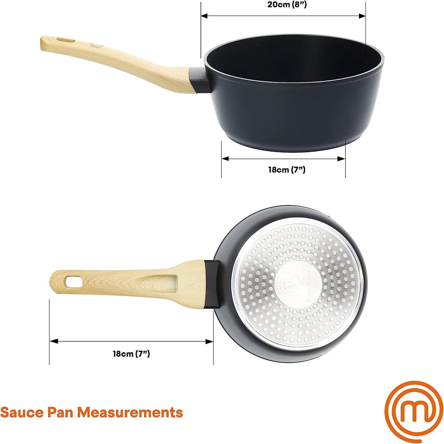 MasterChef 18cm Wood Look Sauce Pan