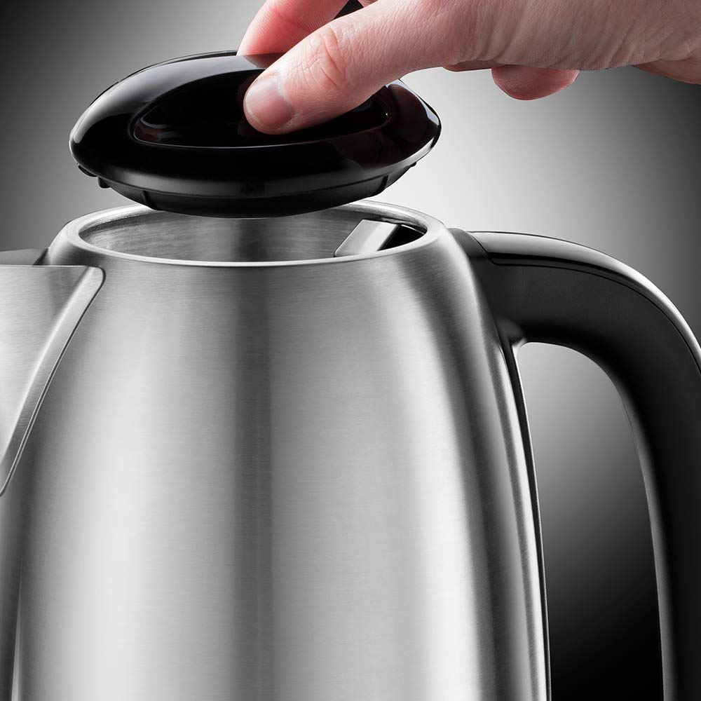 Russell Hobbs 23910 Adventure Brushed Stainless Steel Electric Kettle, Open Handle, 3000 W, 1.7 Litre, Brushed Steel Kettle