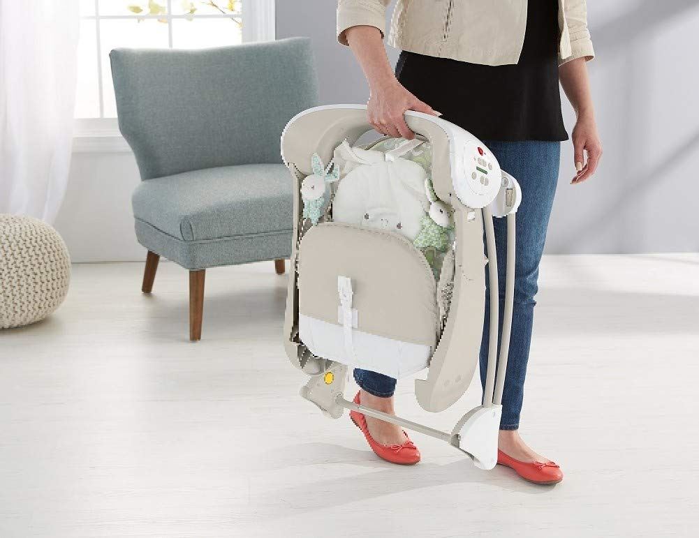 Mattel Fisher-Price Deluxe 2-in-1 Beige Compact Baby Swing