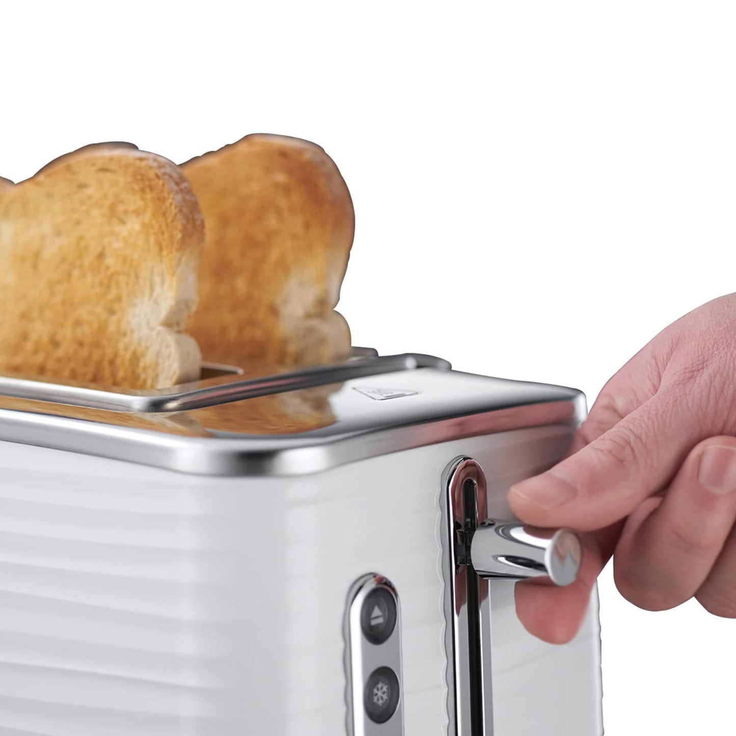 Russell Hobbs White Inspire High Gloss Plastic Two Slice Toaster