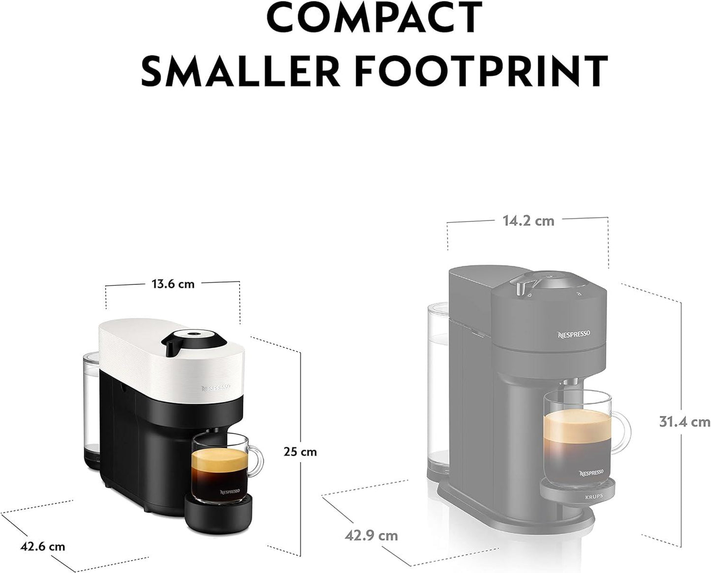 Nespresso Vertuo Pop Coffee Pod Machine by Krups, Coconut White, XN920140
