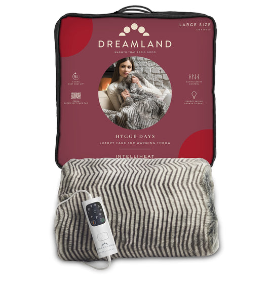 Dreamland Deluxe Zebra Faux Fur Heated Throw