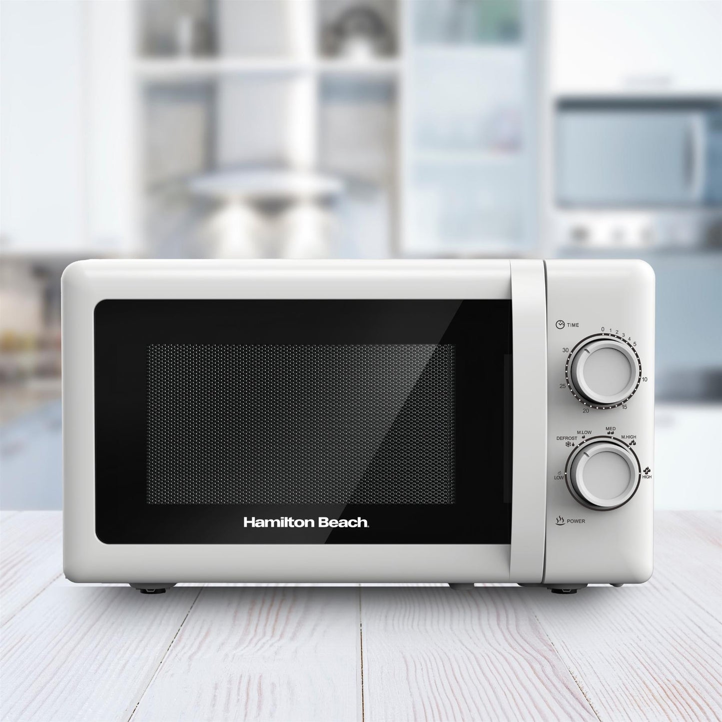 Hamilton Beach 20L Manual White Microwave With Stainless Steel Cavity