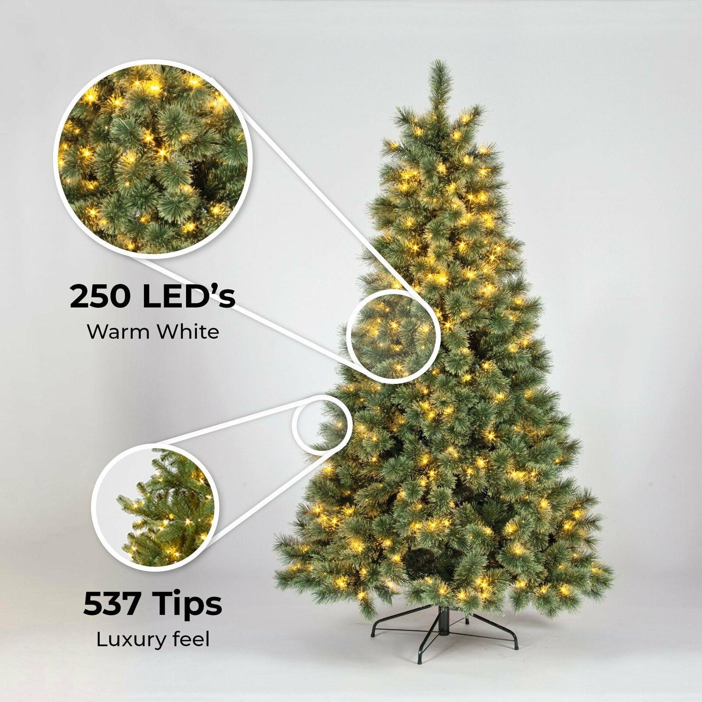 SnowTime Arcadia 6ft Pre-Lit Warm White Artificial Full Cashmere Christmas Tree