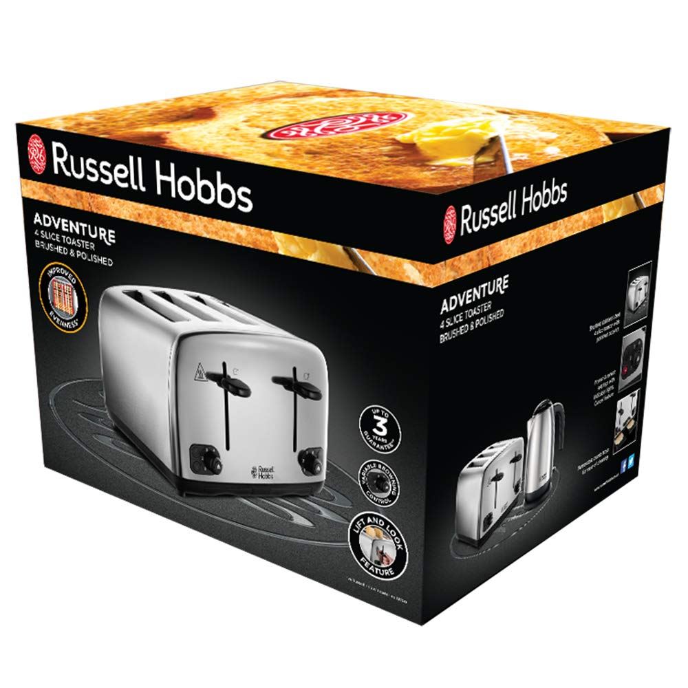 Russell Hobbs Adventure Brushed & Polished 4 Slice Toaster