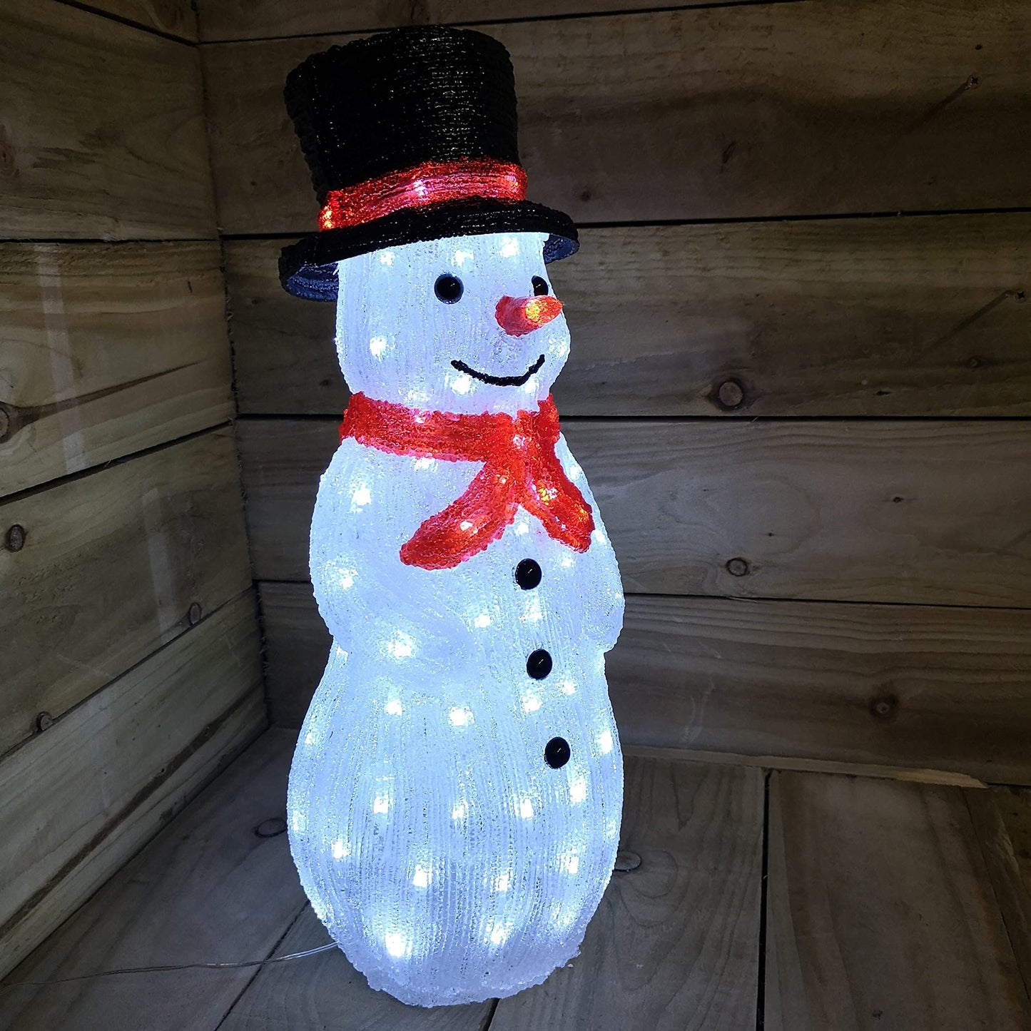 SnowTime 52.5cm Light Up Acrylic Snowman in Top Hat