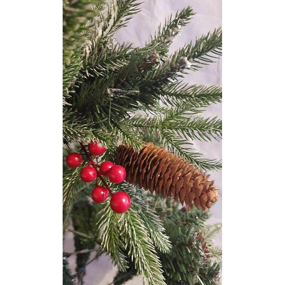 SnowTime Ontario 8ft Frost Flocked Christmas Tree With Pinecones & Berries