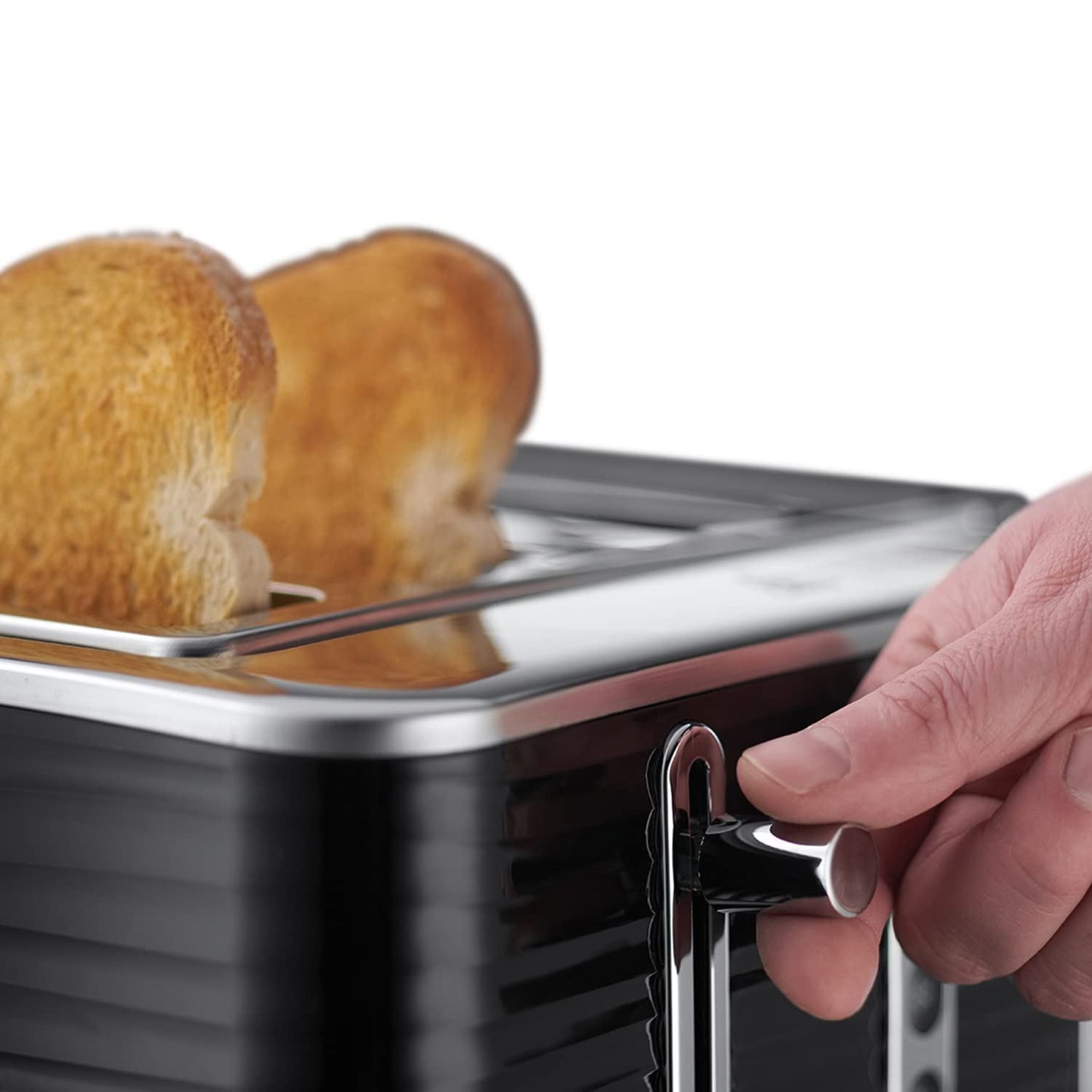 Russell Hobbs Inspire Black High Gloss Plastic Four Slice Toaster