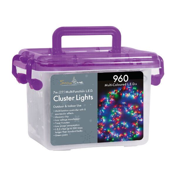 Transcon SnowTime Cluster 960 LED Christmas Lights Multi Coloured CL09720