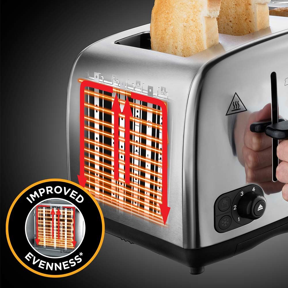 Russell Hobbs Adventure Brushed & Polished 4 Slice Toaster