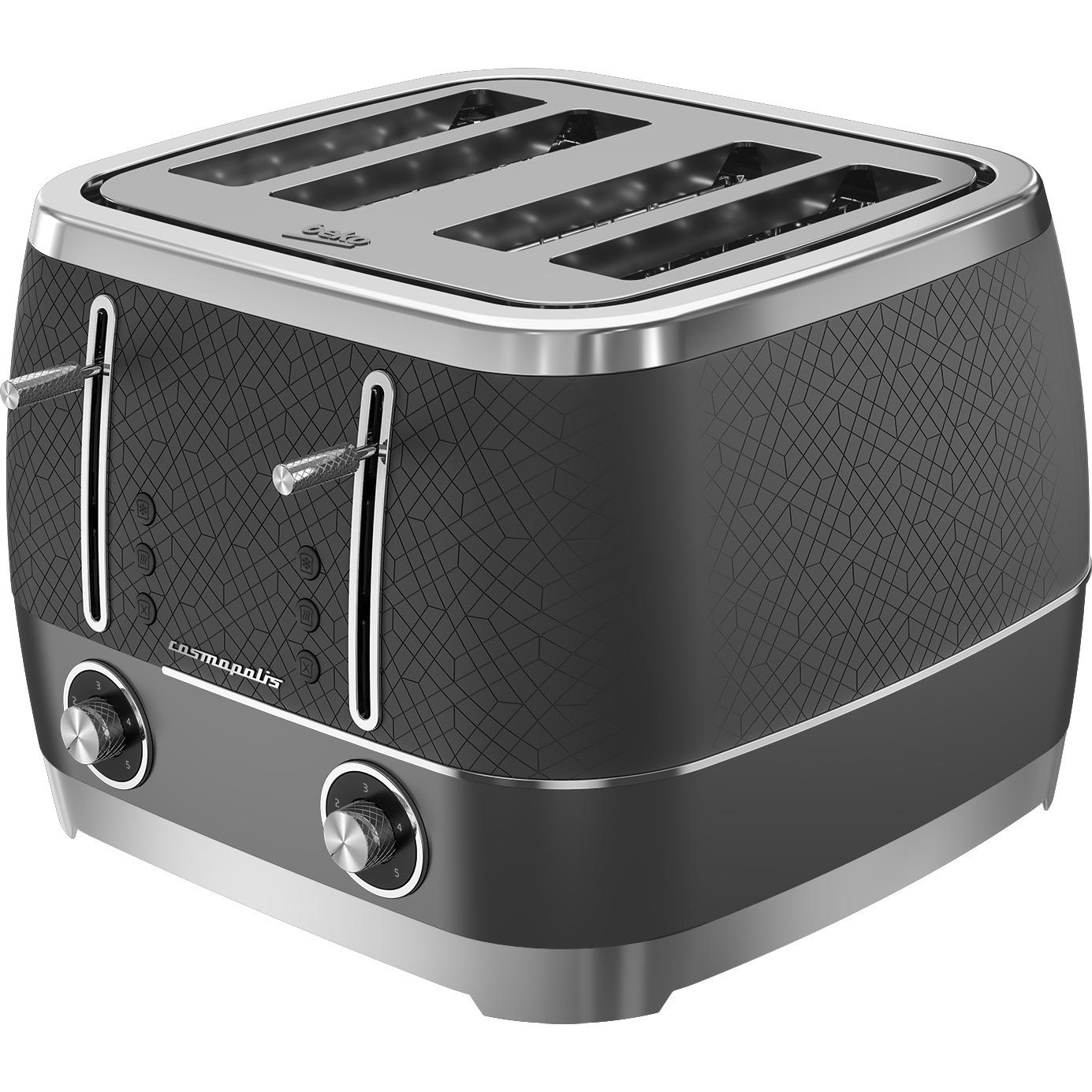 Beko Cosmopolis Retro Matte Granite Grey & Chrome 4 Slice Toaster