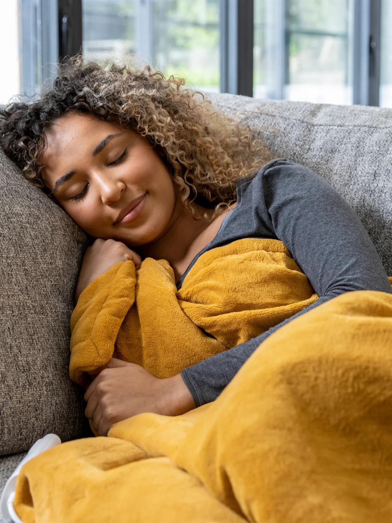 Dreamland Mustard Intelliheat Luxury Heated Throw