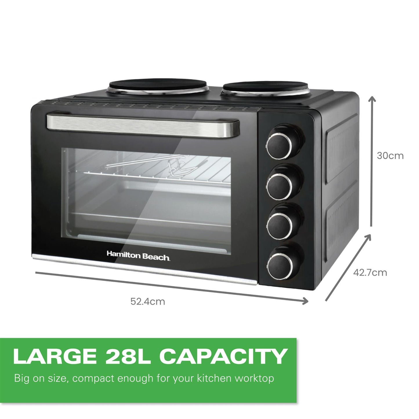 Hamilton Beach 28L Mini Oven with Double Hotplate