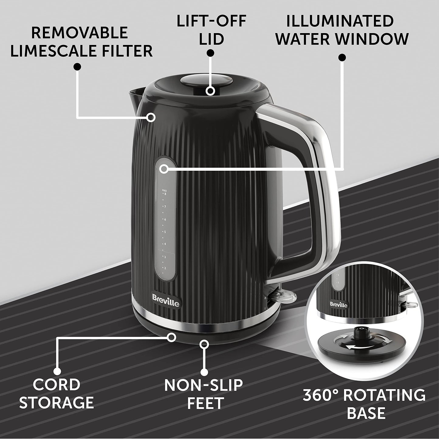 Breville Bold Black 1.7L Electric Kettle