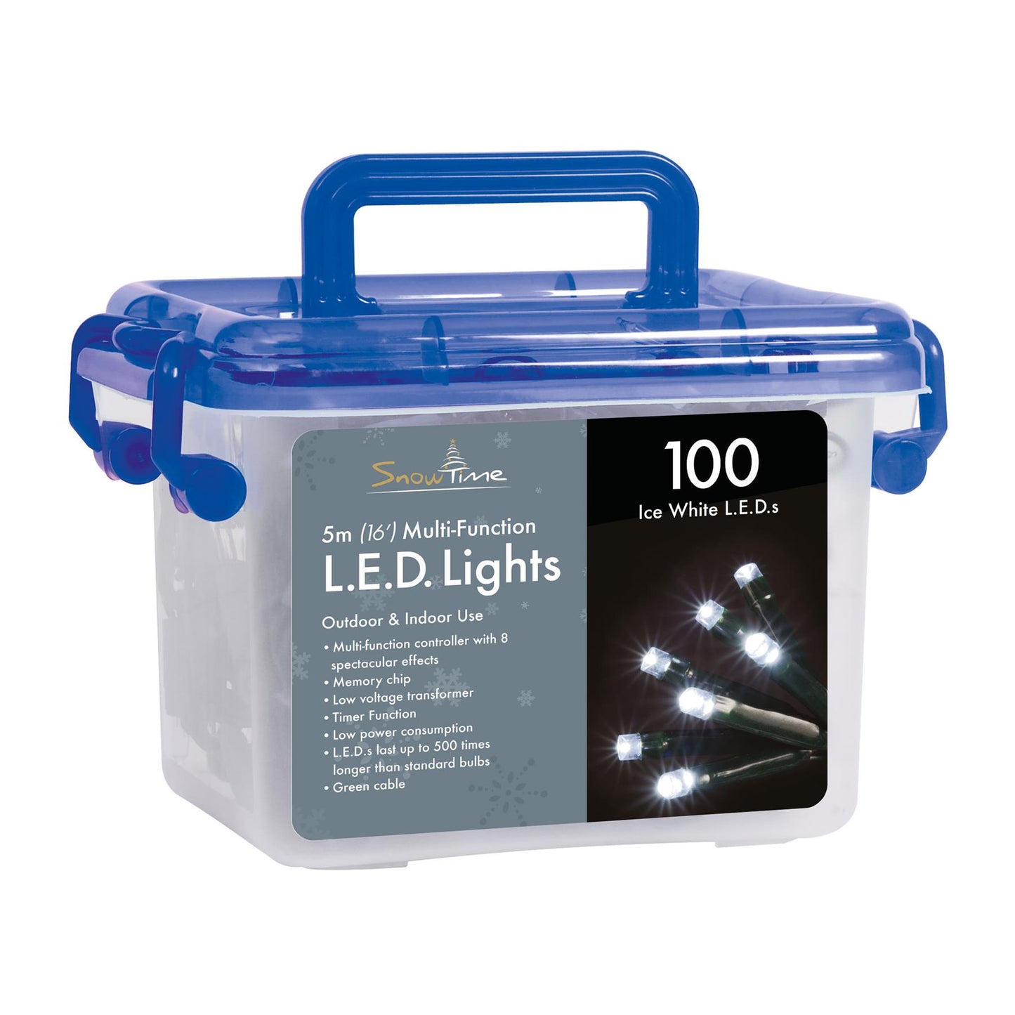 SnowTime 100 Multi-Function String LED Lights in Ice White